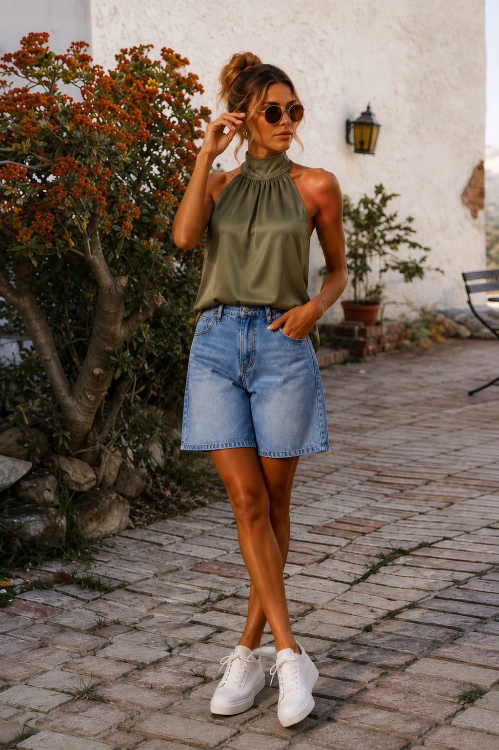 Vrouwen Halter Hals Tops Geplooide