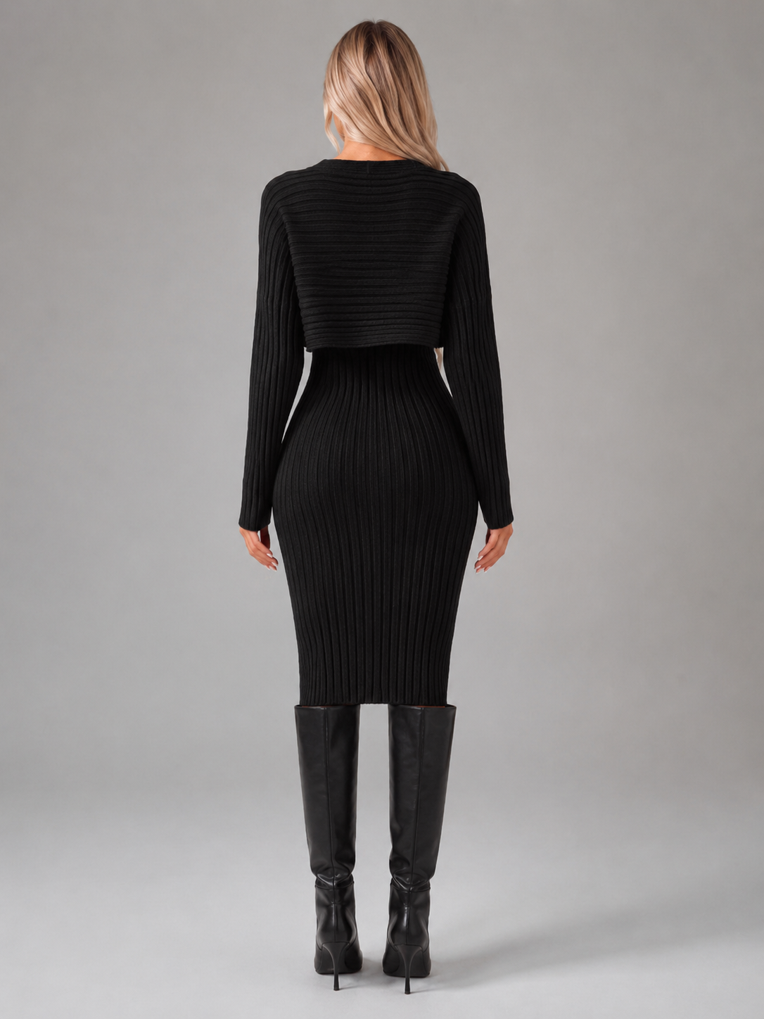 Quintessa - Tweedelige Dames Set Met Rib Top En Midi-rok