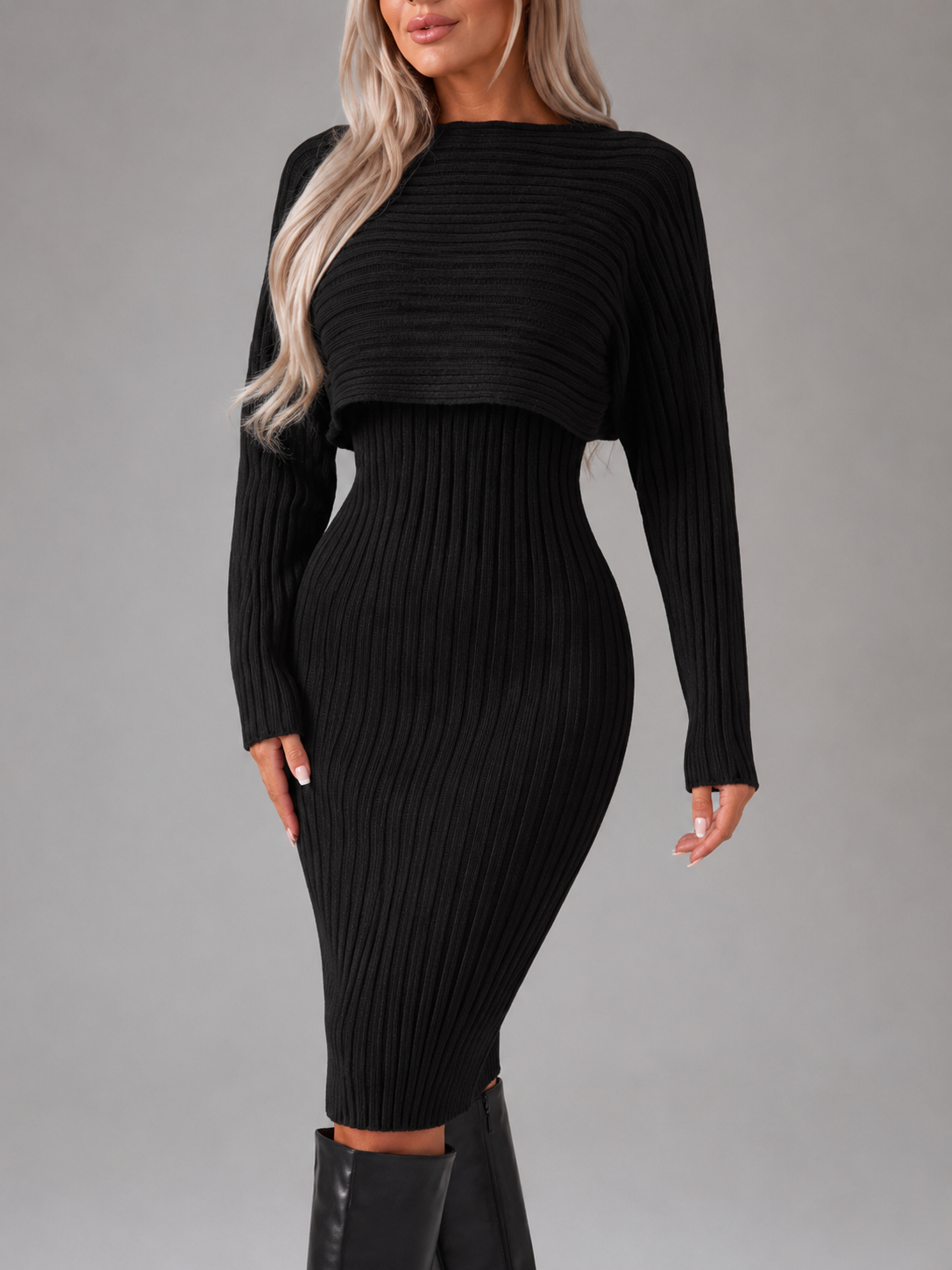 Quintessa - Tweedelige Dames Set Met Rib Top En Midi-rok