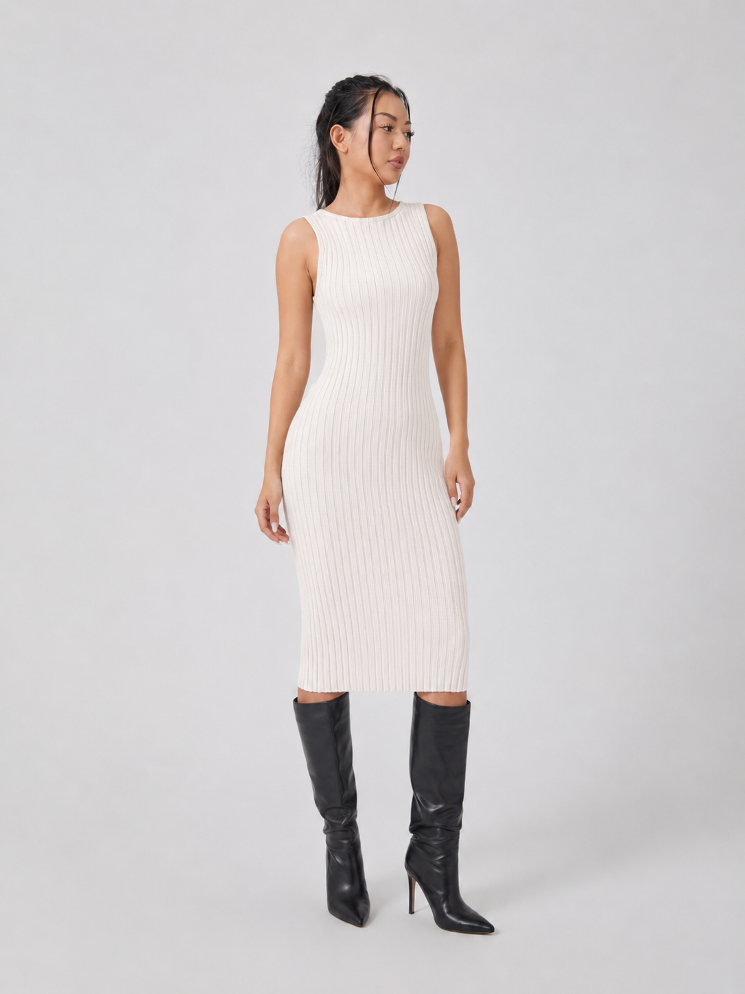 Quintessa - Tweedelige Dames Set Met Rib Top En Midi-rok