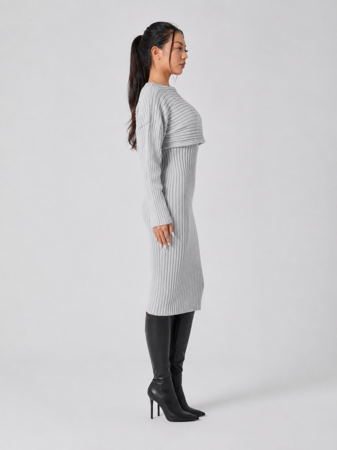 Quintessa - Tweedelige Dames Set Met Rib Top En Midi-rok