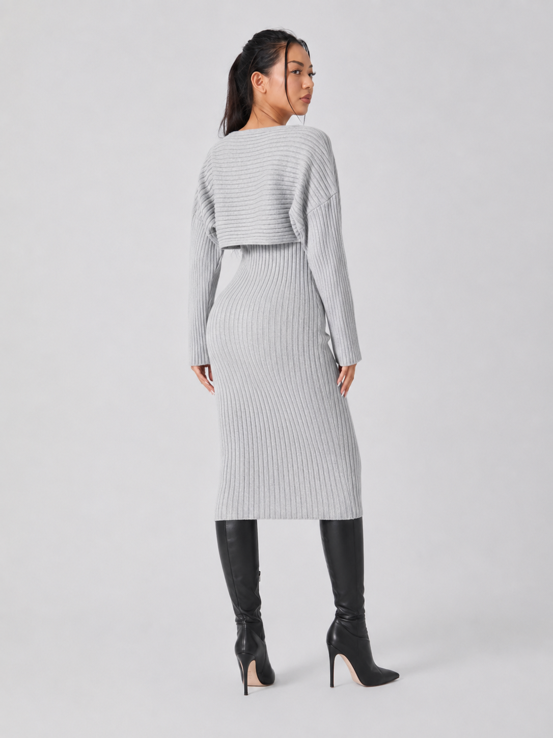 Quintessa - Tweedelige Dames Set Met Rib Top En Midi-rok