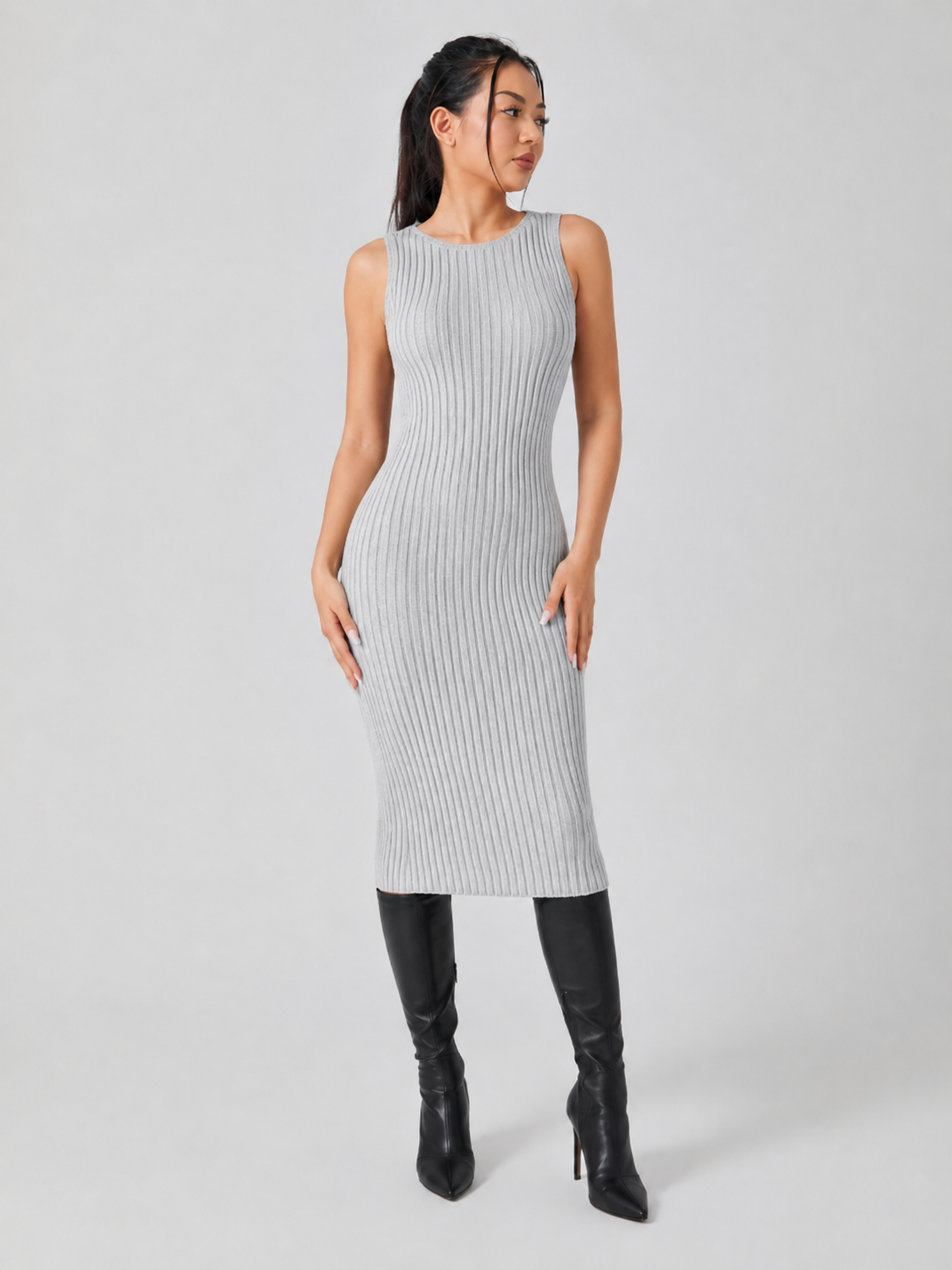 Quintessa - Tweedelige Dames Set Met Rib Top En Midi-rok