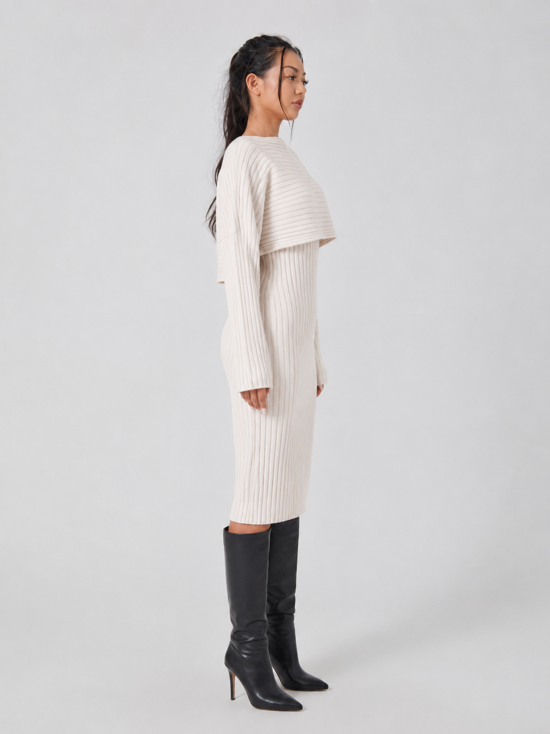 Quintessa - Tweedelige Dames Set Met Rib Top En Midi-rok